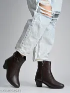 Shoetopia Synthetic Heeled Boots Brown 