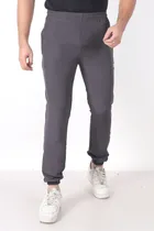 Cotton Blend Slim Fit Trackpants for Men (Grey, L)