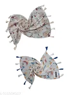 Printed Chiffon Scarves with Tassels for Women, Multicolor, Pack of 2