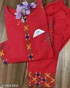 Rayon Embroidered Kurta with Pant for Women 