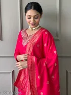 Embroidered Jute Silk Kurta Set for Women 