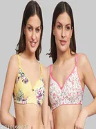 Cotton Blend Printed Padded Bra for Women 