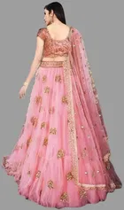 Net Embroidred Semi Stiched Lehenga Choli for Women 