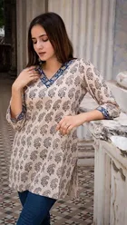 Cotton Block Print Short Kurti for Women 