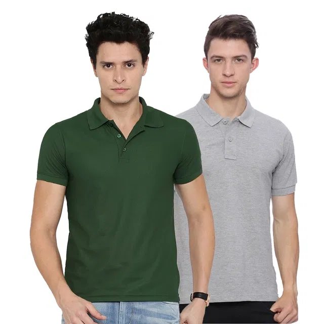 Polo Tshirts for Men, Pack of 2 (Multicolor, S)