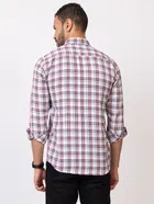 Cotton Blend Checkered Shirt for Men, White 