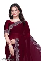 Georgette Printed Saree for Women, Maroon 