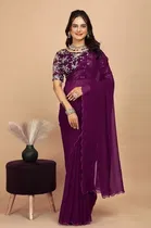 Silk Woven Design Saree for Women, Purple 