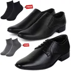 2 Pcs Formal Shoes with 2 Pcs Ankle Length Socks for Men 