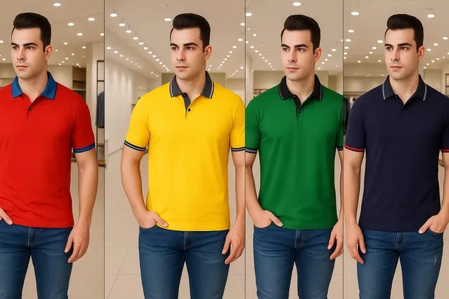 Cotton Blend Polo Neck T-Shirts for Men (Multicolor, XL) (Pack of 4)