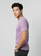 Polyester Round Neck T-shirt for Men, Lavendar 