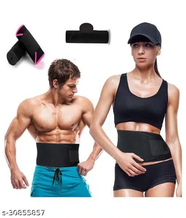 Sweat Belt for Unisex (Black, Free Size) (Pack of 2)