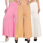 Cotton Blend Palazzos for Women, Pack of 3 (Multicolor, 28)
