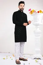 Cotton Blend Sequin Kurta for Men 