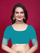 Silk Woven Design Saree for Women, Teal 