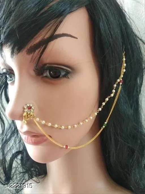 Alloy Gold Plated Nosepins for Women (Multicolor, Free Size)