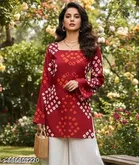 Rayon Striped Short Kurti for Women, Maroon 