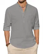 Full Sleeves Solid Short Kurta for Men 