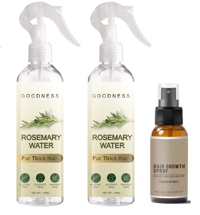 Combo of Rosemary Water (100 ml, Pack of 2) with Hair Growth Essence Spray (30 ml) (Set of 3)