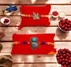 Metal 2 Pcs Rakhi with Greeting card, Roli 