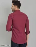 Cotton Blend Solid Shirts for Men, Maroon 