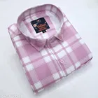Cotton Blend Checked Shirt for Men, Pink 