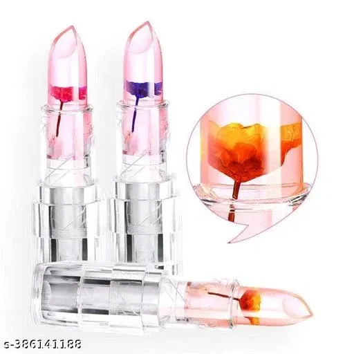 Waterproof Flower Lipstick Jelly Flower Transparent Color Changing Lipstick Flower Jelly Lipstick (PACK OF 3)