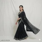 Georgette Printed Saree For Women, Black