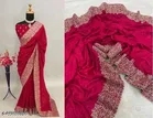 Chiffon Solid Saree For Women, Pink