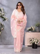 Shining Net Embroidered Saree for Women 