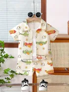 Poly Cotton Typography Print Clothing Set for Boys, White 