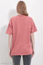 Cotton Blend Printed T-shirt for Women, Peach 
