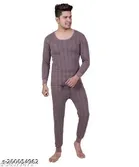 Cotton blend topwear thermal for men (Brown ,M)