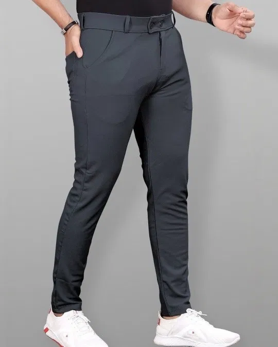Lycra Blend Trouser for Men (Dark Grey, 34)