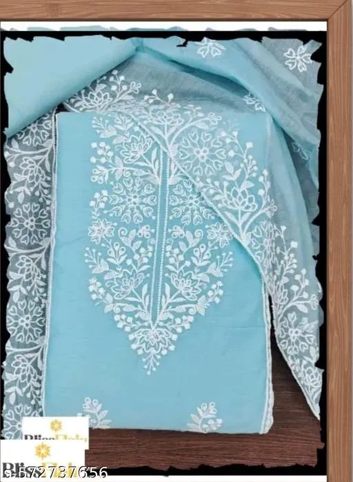 Embroidered Floral Patiala Suits for Women (Aqua Blue, Un Stitched)