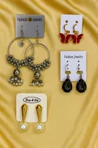 Pack of 4 Assorted Designer Jhumka Earrings for Women and Girls