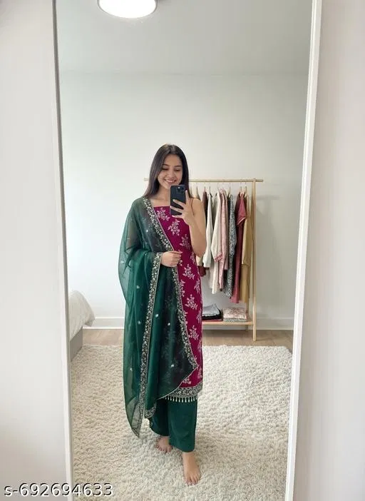 Embroidered Anarkali Party Suit for Women (Maroon, Un Stitched)