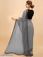 Net Embellished Saree For Women, Grey