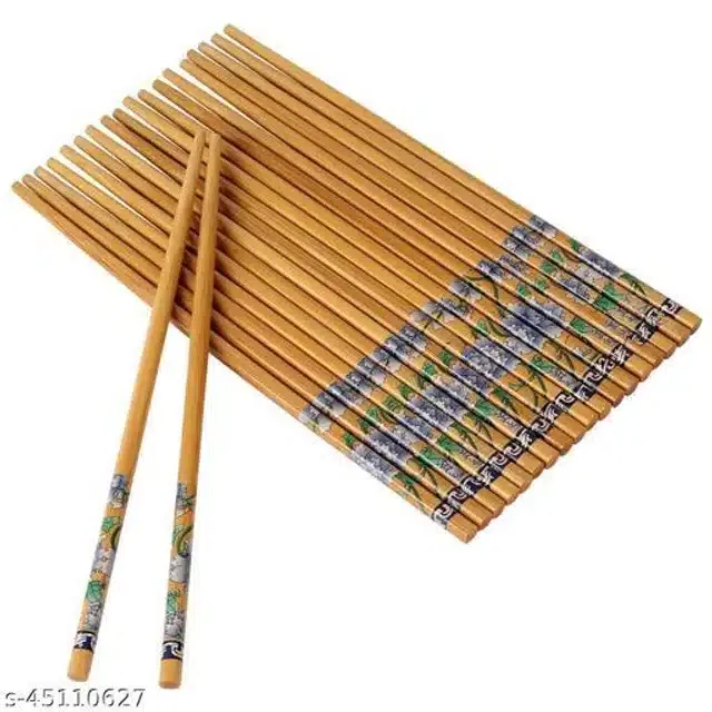 Wooden Chopsticks for Kitchen (Brown, Set of 10)