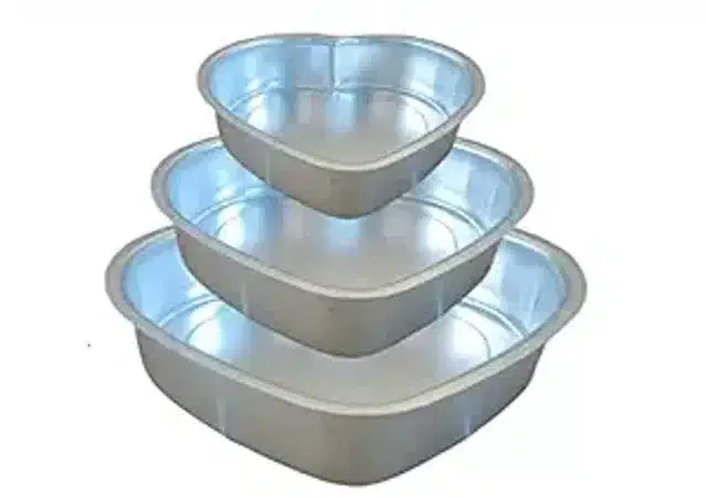 Aluminium Cake Mould Pans (Silver, Set of 3)