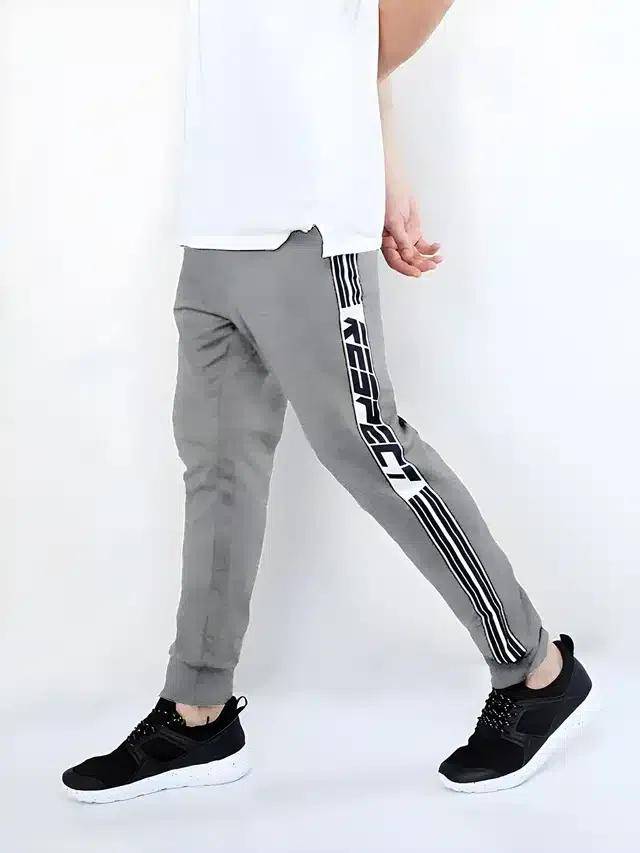 Polycotton Solid Trackpant for Men (Grey, M)