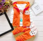 Hosiery Cotton Printed Clothing Set for Boys, Orange 