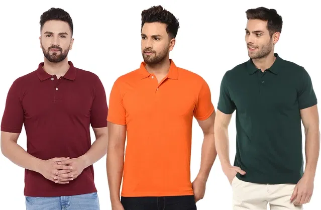 Polo T-shirt Pack of 3 for Men (Multicolor, M)