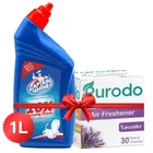 Captain Shine Toilet Cleaner 1 L + Purodo Air Freshner Blocks- Lavender, Jasmine, Sandal & Rose (Pack of 4)