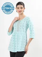 Womens Casual Sleeve Yoke embroidered short Kurti 