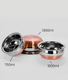 3 Piecs Stainless Steel Copper Bottom Handi Pot Set 1000ml, 1350ml, 750ml