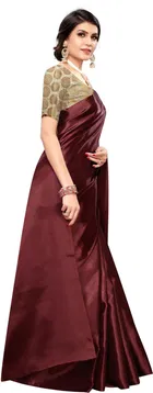 याशिका वीमेन साटन ब्लेंड कैज़ुअल साड़ी विद अन्स्टिच ब्लाउज पीस 