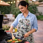 Printed Cooking Aprons Paris City Design with Pocket  & Adjustable Neck Strap Oil & Stain Resistant