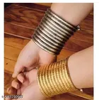 Trending combo pack of 2 golden silver 10 layered spiral oxidized bangles bracelet