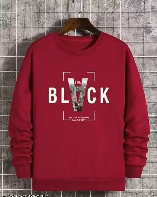 Round Neck Printed T-Shirt for Men (Maroon, M)